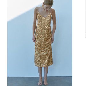 NWT ZARA Sequin Knit Slip Dress